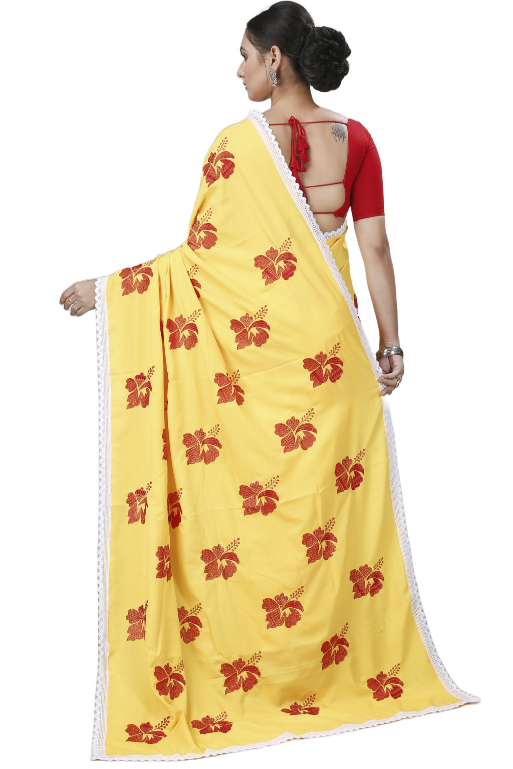 Yellow Red Pure Cotton Teru Hand Loom Saree (1260)